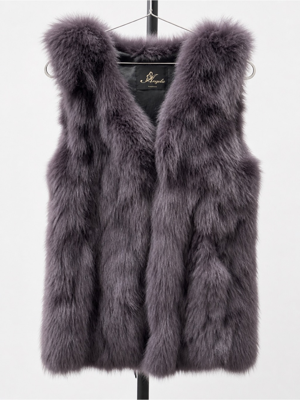Vintage Plum Brown Fox Fur Vest w Pockets Luxe Classic